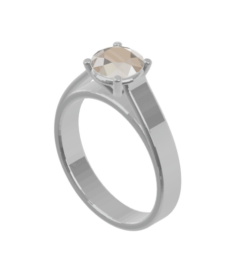 1CT 18K White Gold Catedral ring
